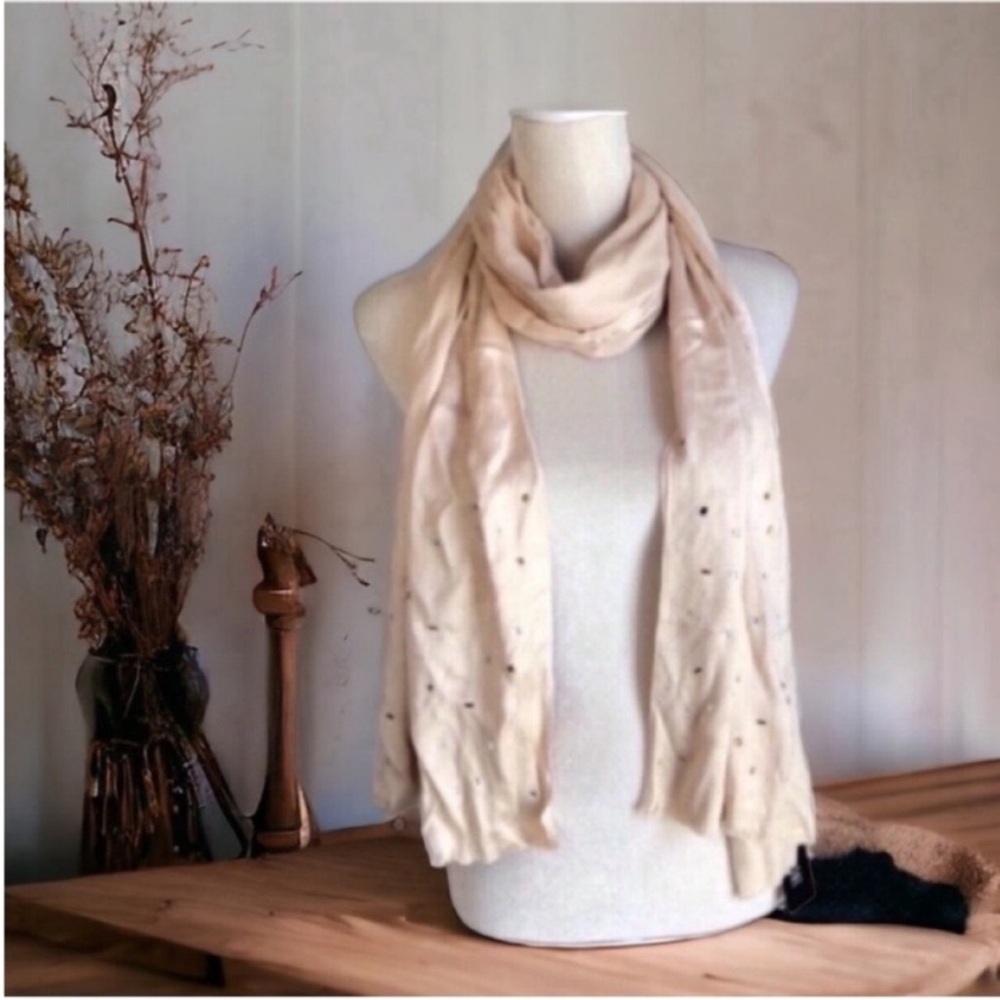 INC International Concepts Cream Scarf with Jewel Accents